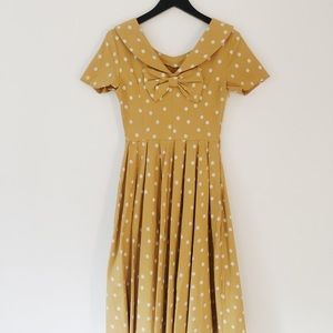 Vintage inspired yellow polka dot dress